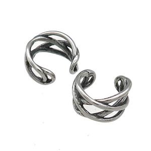 Stainless Steel Clip Earrings Antique Silver, approx 13-15mm