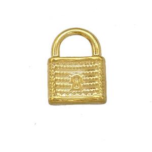 Stainless Steel Lock Pendant Gold Plated, approx 13-18