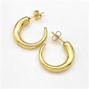 304 Stainless Steel Stud Earring Hollow Gold Plated, approx 5mm, 23mm dia