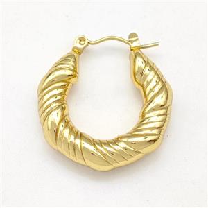 304 Stainless Steel Earring Hollow Gold Plated, approx 25mm dia