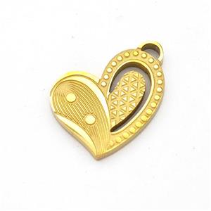 Stainless Steel Heart Pendant Gold Plated, approx 14mm