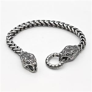 304 Stainless Steel Snake Bracelet Antique Silver, approx 14-27mm, 19mm, 6mm, 21cm length