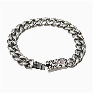 304 Stainless Steel Bracelet Antique Silver, approx 14-45mm, 13mm, 21cm length