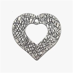 Raw Stainless Steel Heart Pendant Hand Brushed, approx 30mm