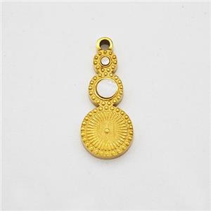 Stainless Steel Clock Pendant Pave Shell Gold Plated, approx 6-13mm