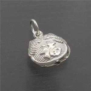 Sterling Silver Lucky Fu Pendant, approx 11-13mm