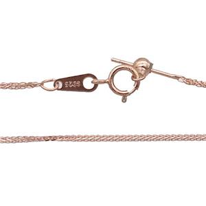 Sterling Silver Necklace Chain Rose Gold, approx 1mm, 40cm length