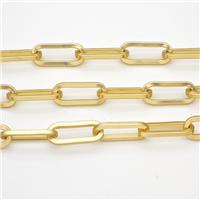 Copper Paperclip Chain Matte Gold Plated, approx 7-17mm