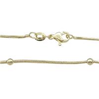 Copper Necklace Snake Satellite Chain Unfaded Gold Plated, approx 1.2mm, 3mm, 42cm length