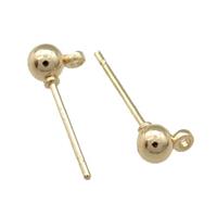 Copper Earring Stud Accessories Unfaded Light Gold Plated, approx 4mm