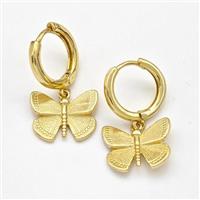 Copper Butterfly Hoop Earring Gold Plated, approx 11-15mm, 14mm dia