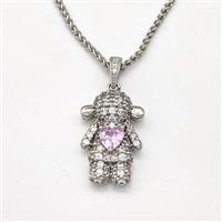 Copper Girl Kids Necklace Pave Zirconia Platinum Plated, approx 13-20mm, 1.5mm, 42-47cm length