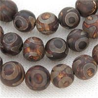 round Tibetan Agate Beads, eye, approx 10mm dia
