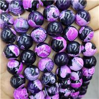 Hotpink Fire Agate Beads Black Smooth Round Dye, approx 14mm dia