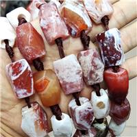 Natural Agate Beads Fire Red Dye Freeform, approx 18-28mm, 9pcs per st