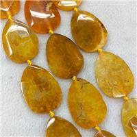 Natural Agate Slice Beads Faceted Orange Dye, approx 35-50mm