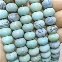 Natural Agate Rondelle Beads Green Dye Smooth, approx 10-14mm