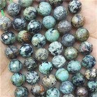 Green African Turquoise Beads Faceted Round, approx 6mm dia