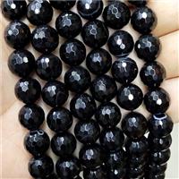 Black Stripe Agate Beads Faceted Round, approx 8mm dia