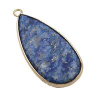 Blue Lapis Lazuli Teardrop Pendant Gold Plated, approx 20-40mm