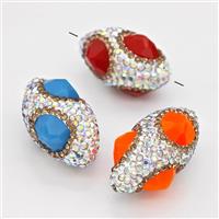 Clay Rice Beads Pave White Rhinestone Jadeite Glass Mixed, approx 17-35mm