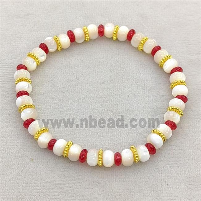 MOP Shell Bracelets Stretchy Rondelle