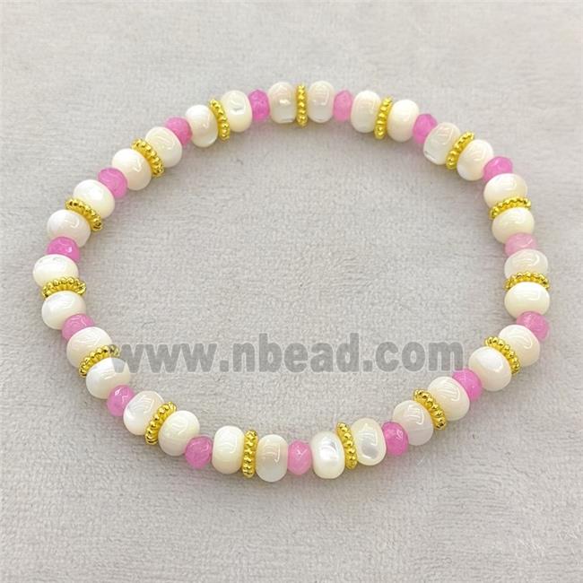 MOP Shell Bracelets Stretchy Rondelle