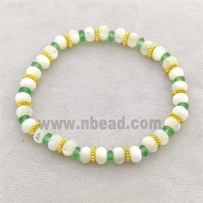 MOP Shell Bracelets Stretchy Rondelle
