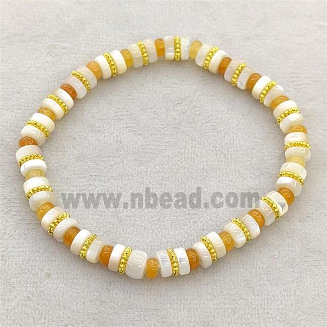 Coffee MOP Shell Bracelets Stretchy Rondelle