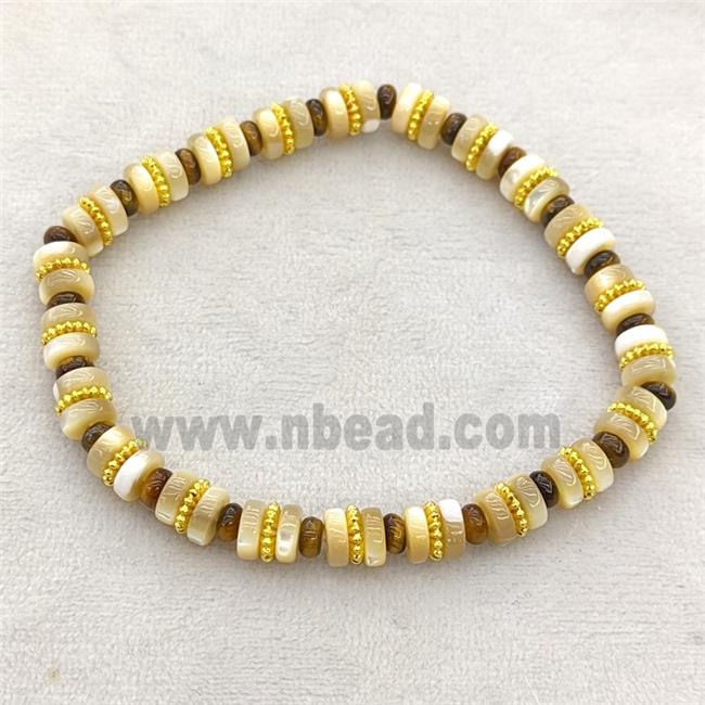 Coffee MOP Shell Bracelets Stretchy Rondelle