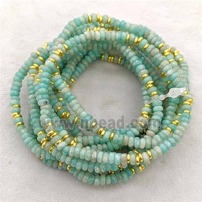 Natural Green Amazonite Bracelets Stretchy Rondelle