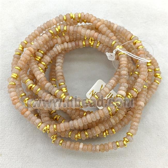 Natural Peach Sunstone Bracelets Stretchy Rondelle
