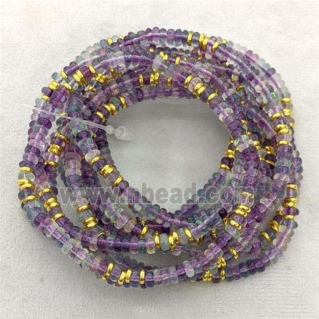 Natural Purple Fluorite Bracelets Stretchy Rondelle