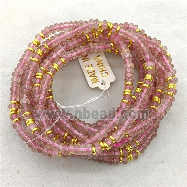 Natural Pink Strawberry Quartz Bracelets Stretchy Rondelle