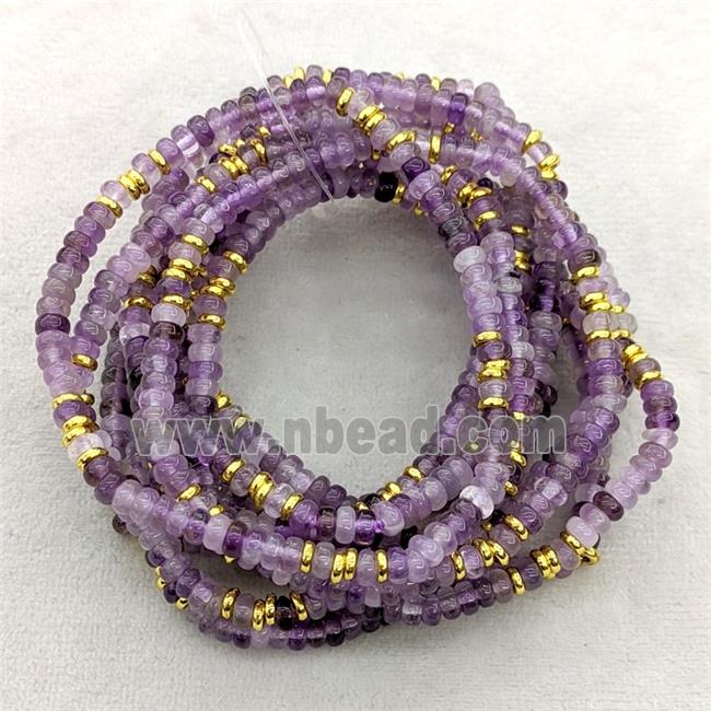 Natural Purple Amethyst Bracelets Stretchy Rondelle