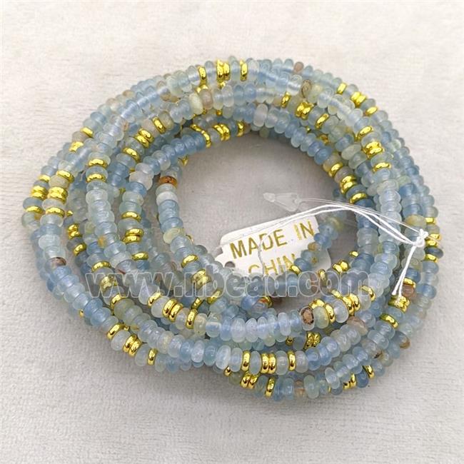 Natural Blue Aquamarine Bracelets Stretchy Rondelle