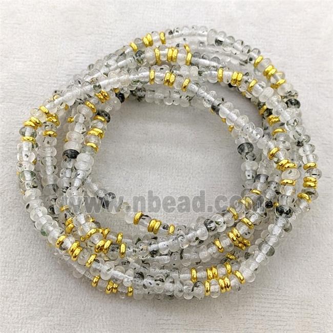 Natural Black Rutilated Quartz Bracelet Stretchy Rondelle