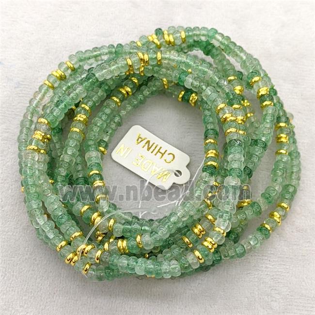 Natural Green Strawberry Quartz Bracelet Stretchy Rondelle