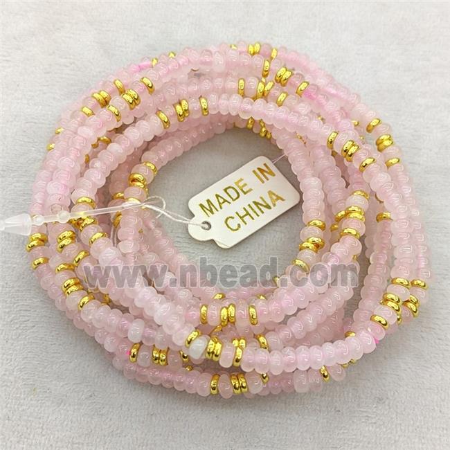 Natural Pink Rose Quartz Bracelets Stretchy Rondelle