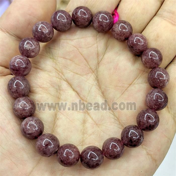 Natural Strawberry Quartz Bracelets Round Stretchy