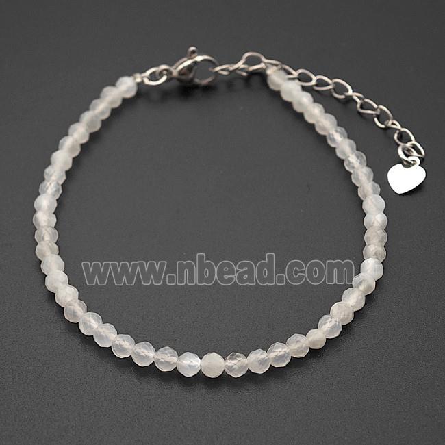 Natural White Moonstone Bracelet With Copper Clasp
