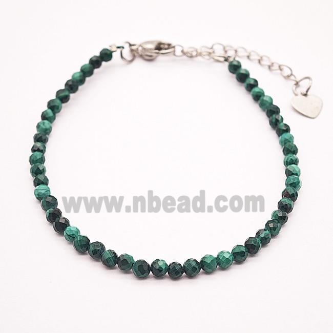Natural Green Malachite Bracelet With Copper Clasp Platinum Plated