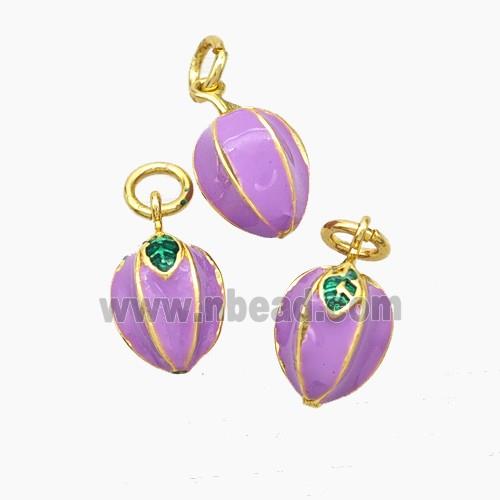 Copper Carambola Pendant Lavender Enamel Gold Plated