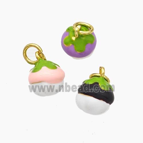 Copper Fruit Pendant Enamel Gold Plated Mixed Color