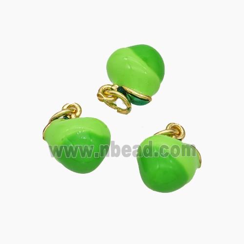 Copper Pear Charms Pendant Green Enamel Gold Plated