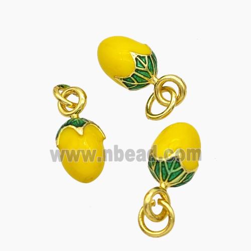 Copper Mango Pendant Yellow Enamel Gold Plated