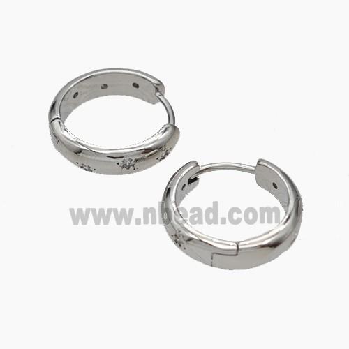 Copper Hoop Earrings Micropave Zirconia Platinum Plated