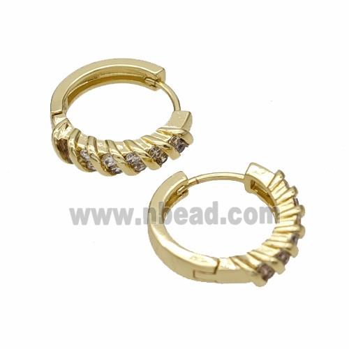 Copper Hoop Earrings Micropave Zirconia Gold Plated