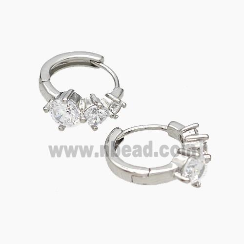 Copper Hoop Earrings Micropave Zirconia Platinum Plated