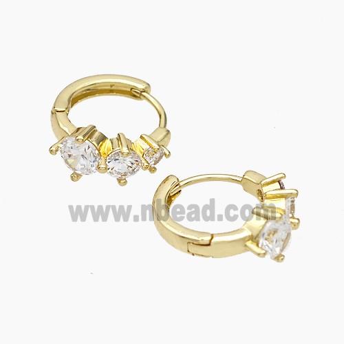 Copper Hoop Earrings Micropave Zirconia Gold Plated